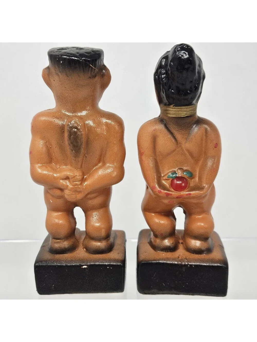 Old Adam and Eve Salt & Pepper Shakers Novelty Risqué Vintage MCM 1950's Pair